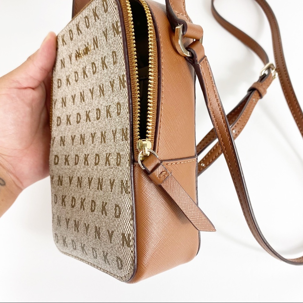 DKNY Mini Top Handle Crossbody in Signature Canvas Tan - Picture 4 of 12